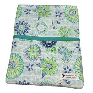 Handmade Quilted Kindle or Small Book Sleeve Front Pocket NEW 9" x 7 1/2" Boho